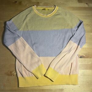 Prana Men's Colorblock Crewneck Sweater - Yellow, Purple, and Pink